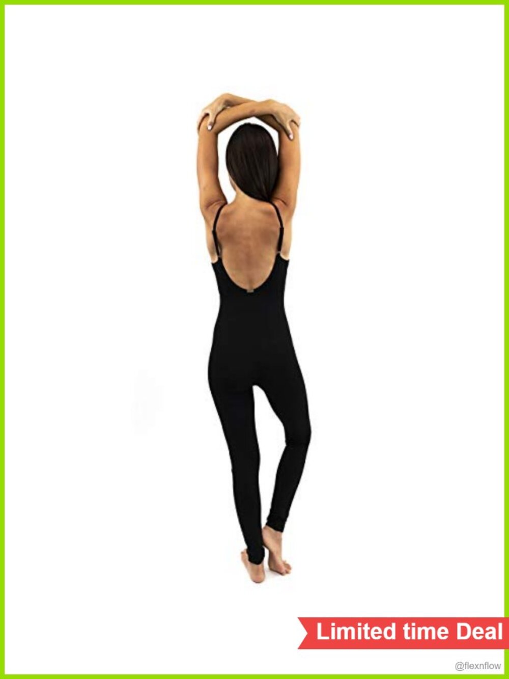 Organic Cotton Spandex Yoga Bodysuit Open Back Built-in Bra Adjustable Straps